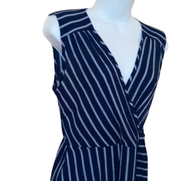 Dark Blue and White Sleeveless Striped Dress Size Small --- - Picture 2 of 5